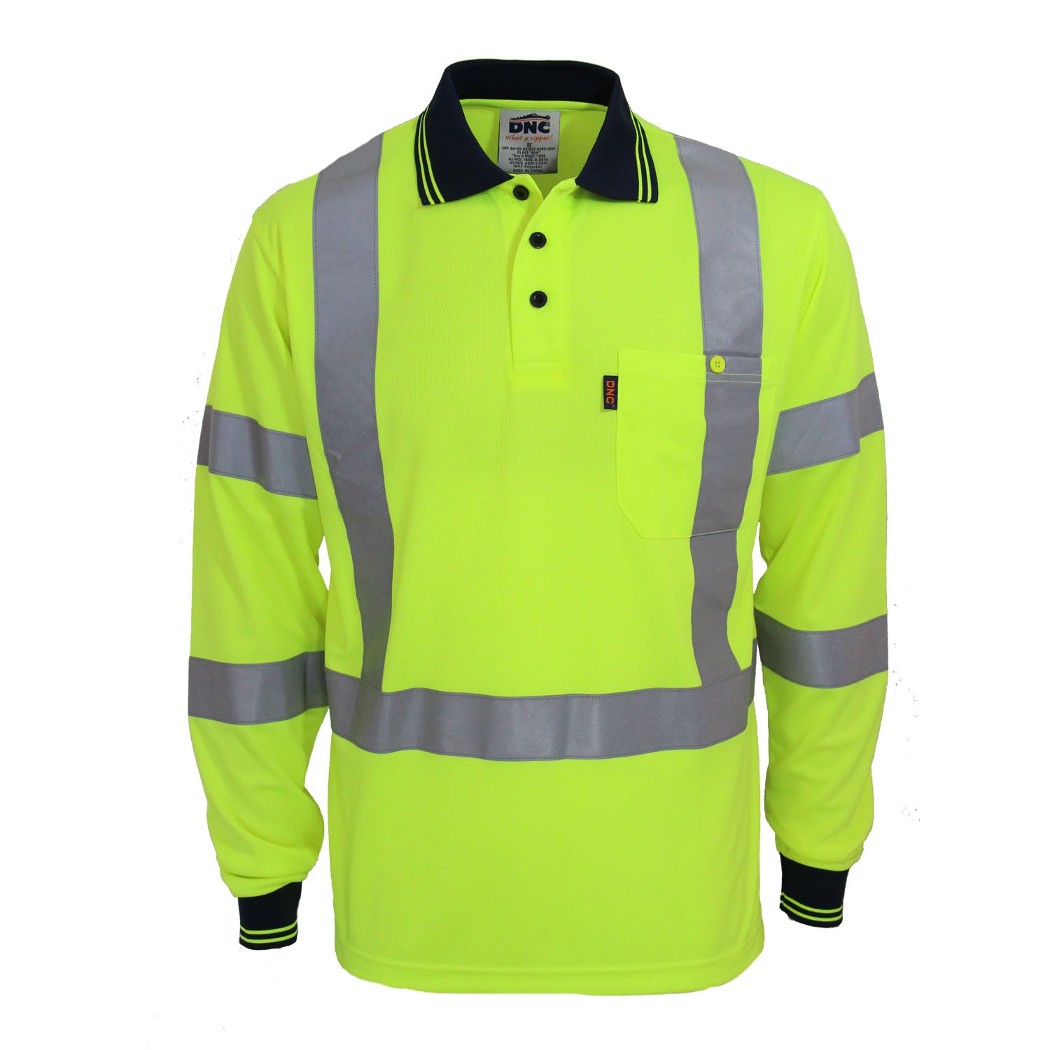 Hi-Vis "X' Back & Bio-motion Taped Polo 3710DNC-Vis "