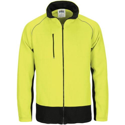 Hi Vis 2 ToneFull Zip Fleecy Sweat Shirt with two side zip pockets 372DNCVis 2 ToneFull Zip Fleecy Sweat Shirt