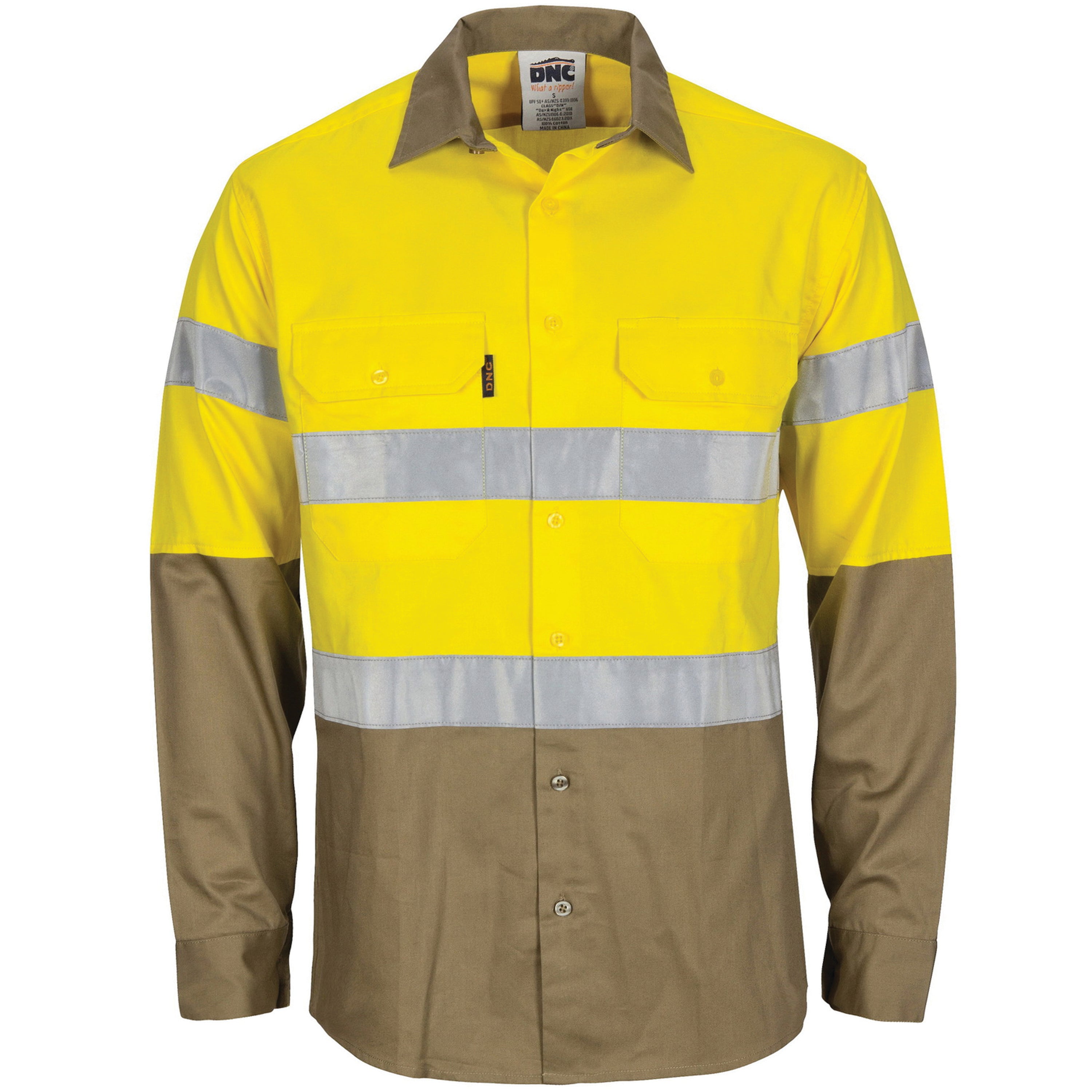 HiVis Cool-Breeze Vertical Vented Cotton Shirt with Gusset Sleeves - Long Sleeve 3784