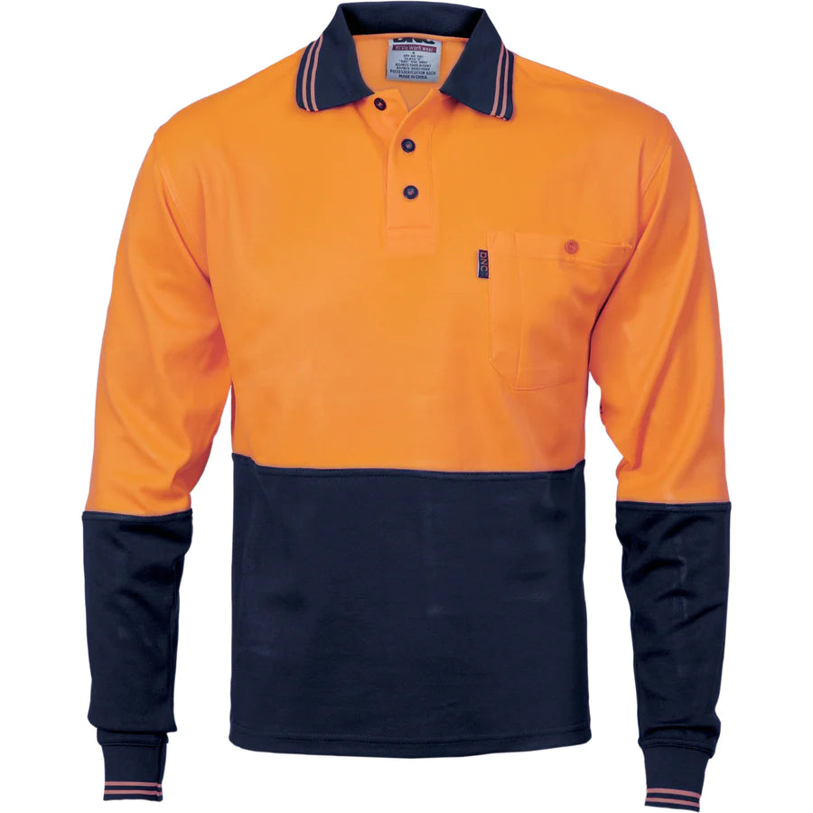 Cotton Back HiVis Two Tone Fluoro Polo - Long Sleeve 3816DNCTone Fluoro Polo - Long Sleeve 3816