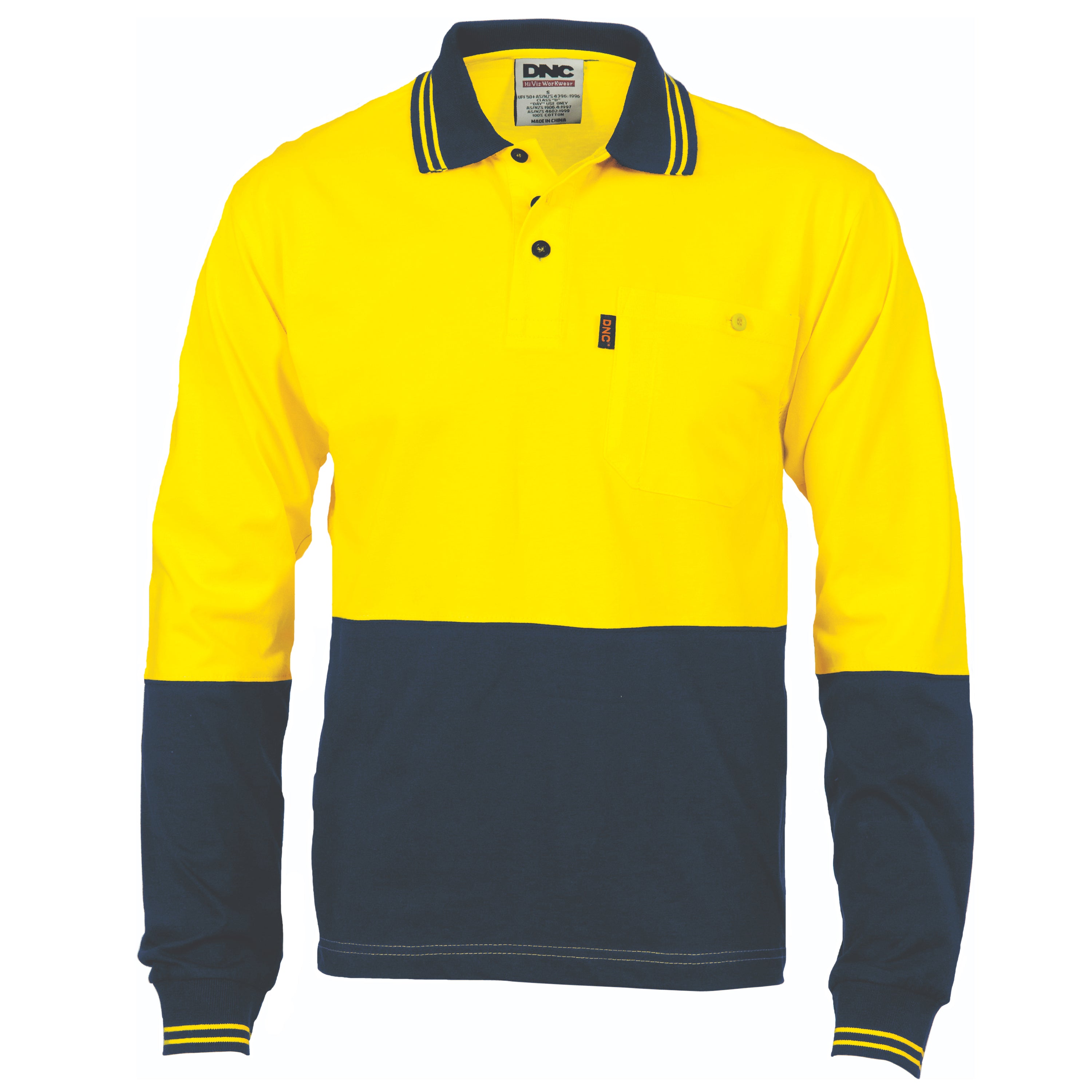 HiVis Cool-Breeze Cotton Jersey Polo Shirt with Under Arm Cotton Mesh - L/S - 3846