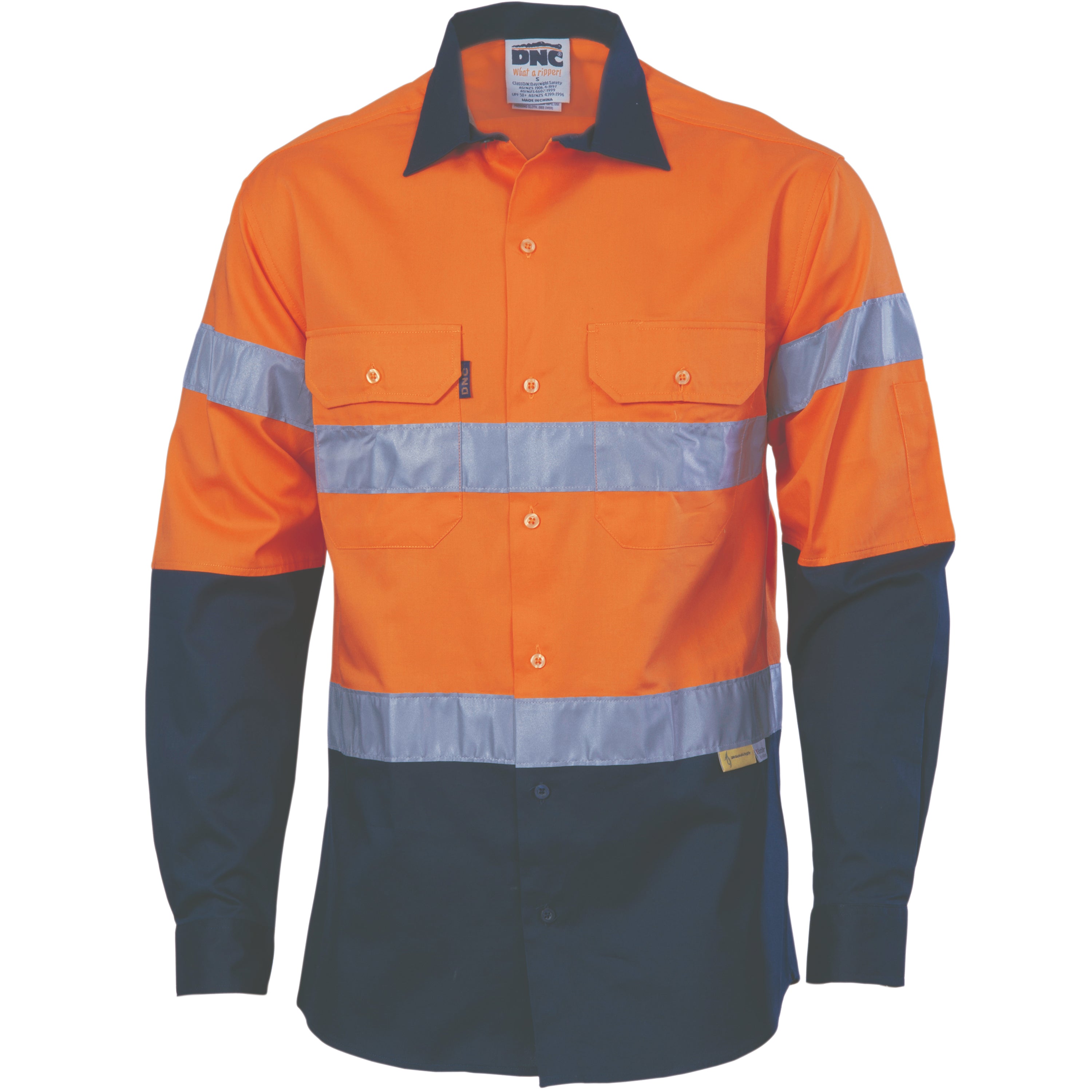 HiVis Cool-Breeze Cotton Shirt with 3M 8910 R/Tape - Long Sleeve 3886