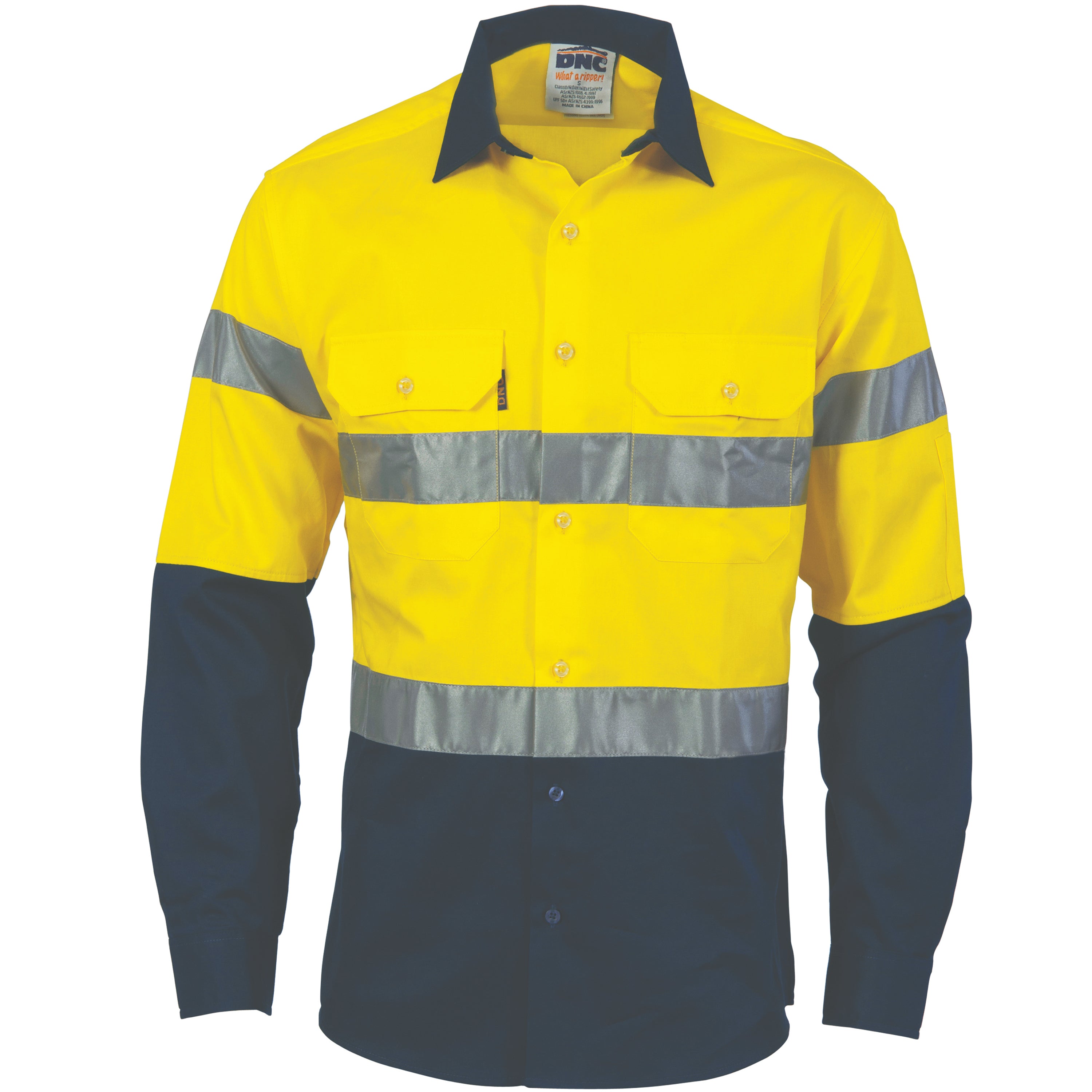 HiVis 2 Tone Drill Shirt with Generic Tape - Long Sleeve 3982DNCHiVis 2 Tone Drill Shirt