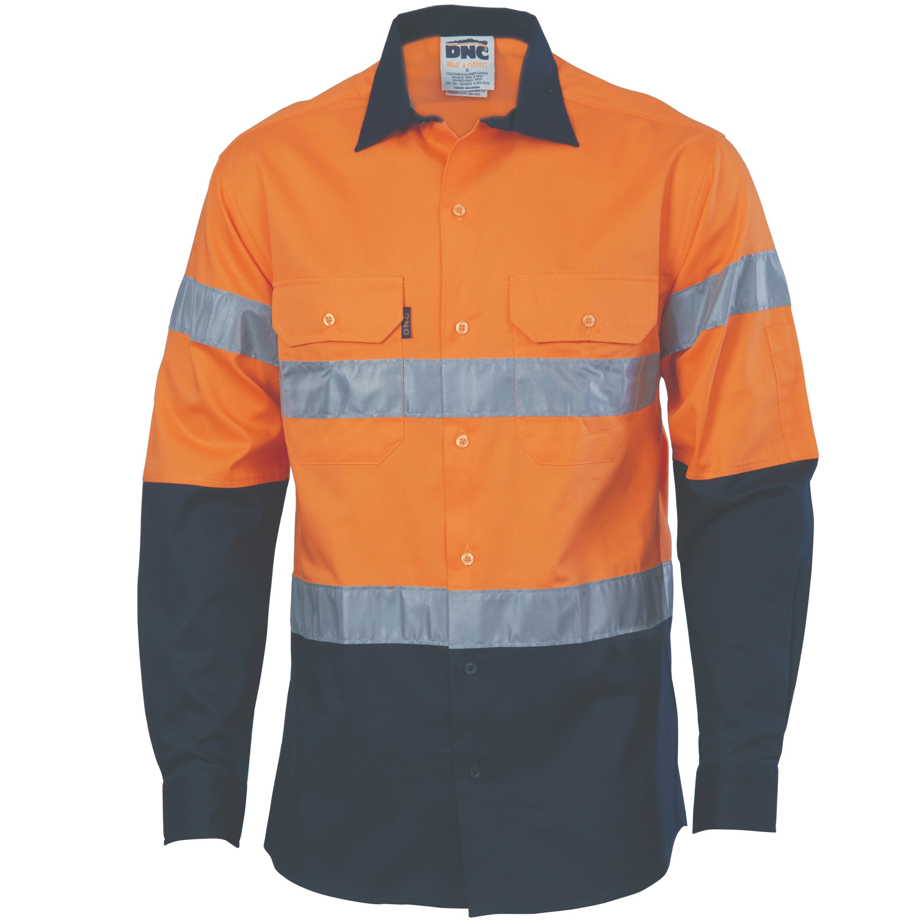 HiVis 2 Tone Drill Shirt with Generic Tape - Long Sleeve 3982DNCHiVis 2 Tone Drill Shirt