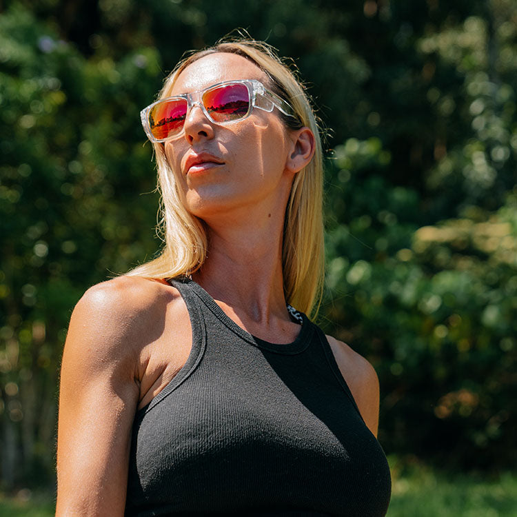 Safe Style FCRP100 Fusions Clear Frame Mirror Red Polarised Safety GlaSafe StyleSafe Style FCRP100 Fusions Clear Frame Mirror Red Polarised Safety Glasses