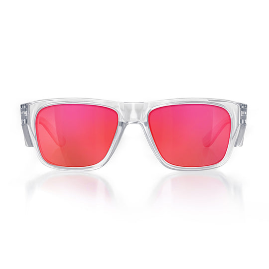 Safe Style FCRP100 Fusions Clear Frame Mirror Red Polarised Safety GlaSafe StyleSafe Style FCRP100 Fusions Clear Frame Mirror Red Polarised Safety Glasses