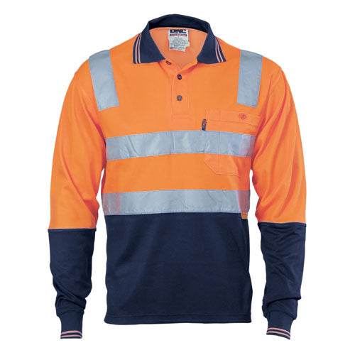 Cotton Back HiVis Two Tone Polo Shirt with CSR R/ Tape - L/S - 3818
