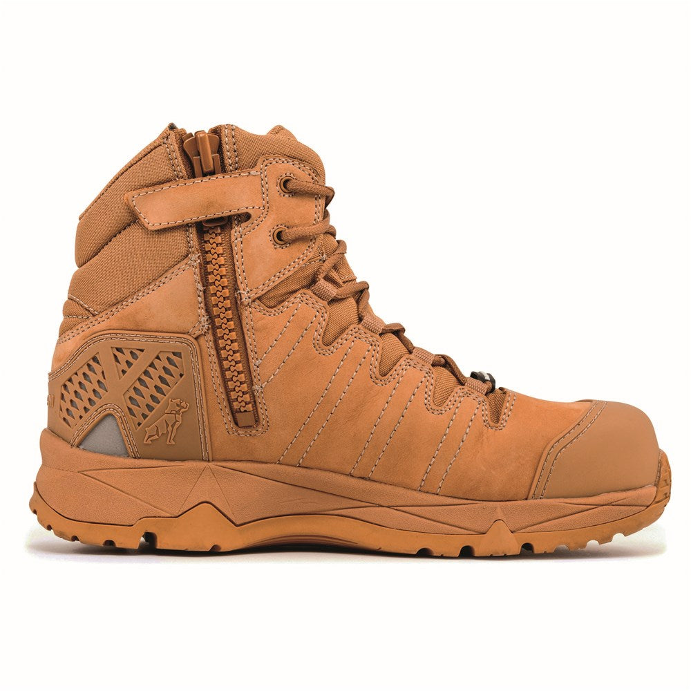 Mack Octane Zip Boot, lightest safety composite work boot, ergonomic design for electricians and construction, composite toe, heat-resistant nitrile sole.