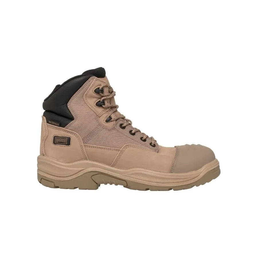 Magnum Trademaster Lite Comp Toe Safety Boot with padded collar, side zip, and durable water-resistant nubuck upper.