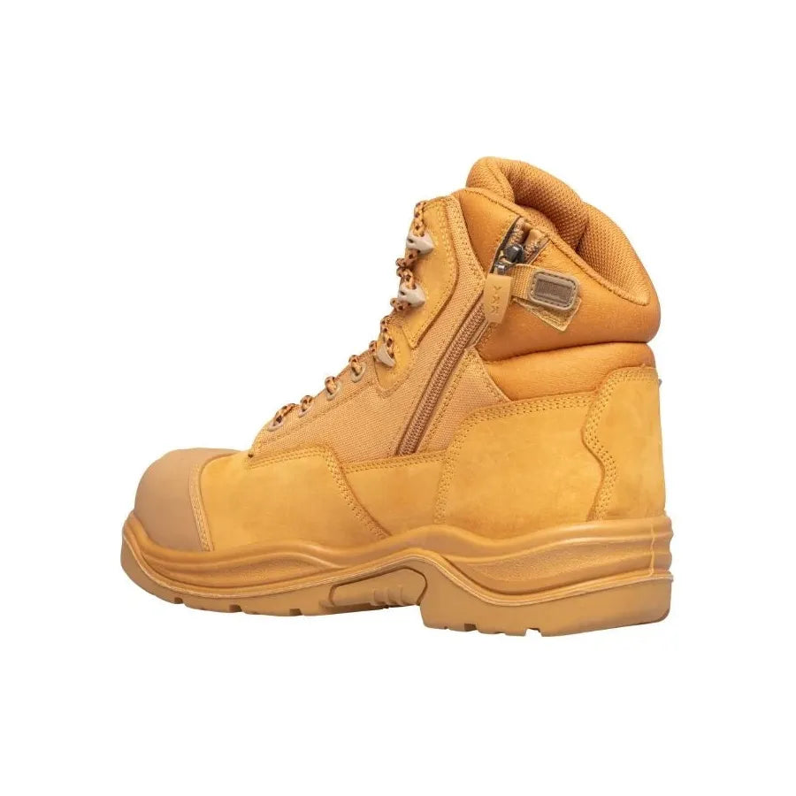 Magnum MTM150 Trademaster Lite Comp Toe Safety Boot with padded collar and YKK side zip in tan color.