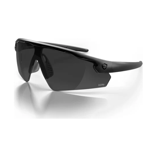 Matt black frame tinted safety glasses, Safe Style PHMBT100, UV protection, sports-style eyewear.