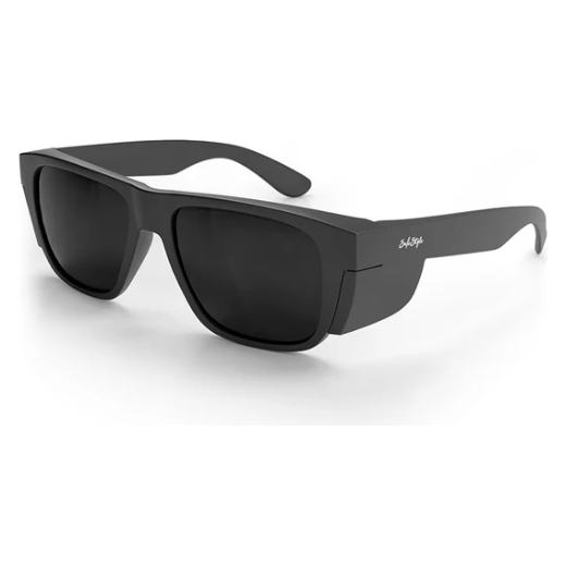 Safe Style FMBPXL100 Fusions Matte Black Frame Polarised Safety Glasses, XL fit, UV protection.