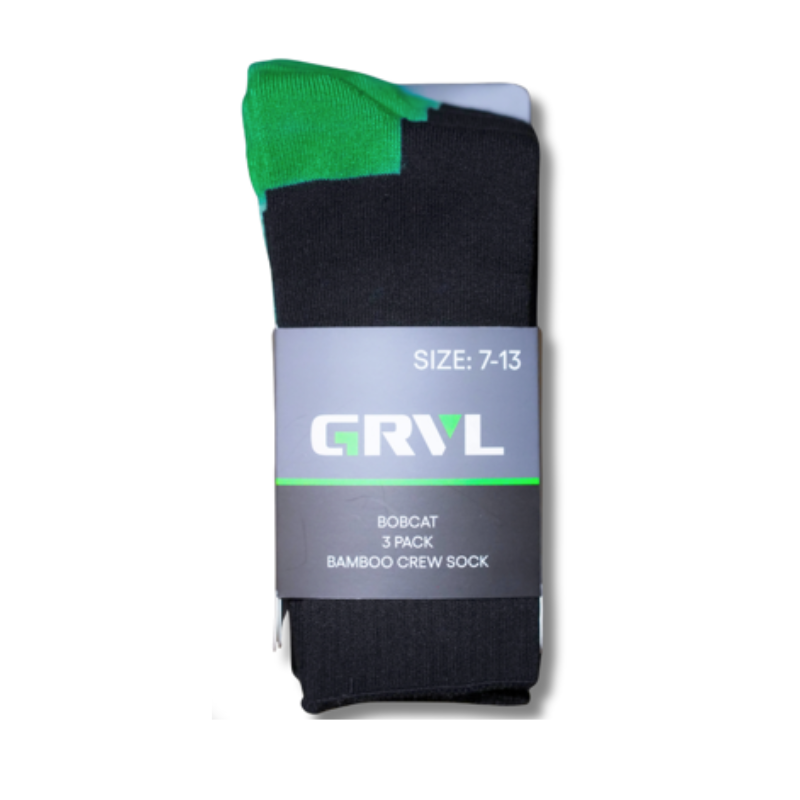 GRVL Socks - Bobcat Bamboo Heavy Duty Crew 3 Pack
