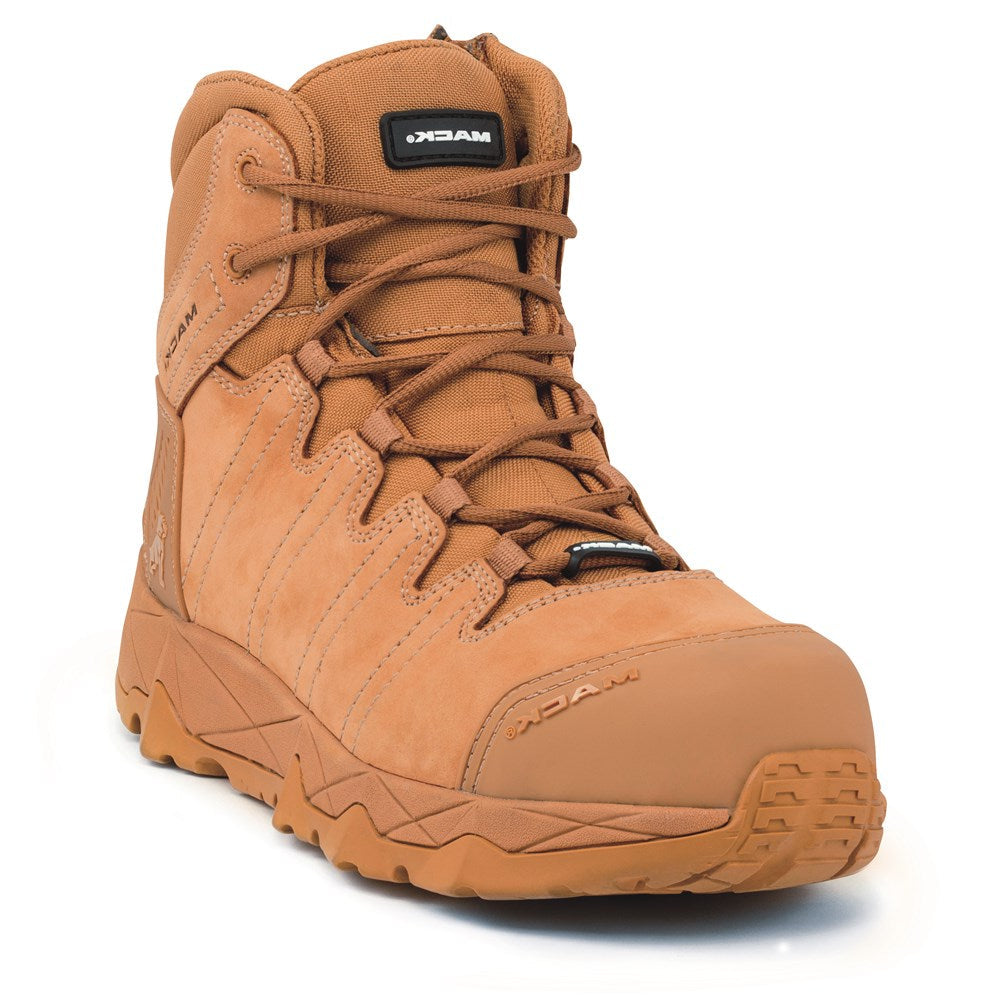 Mack Octane Zip Boot Safety Composite, lightweight work boot with composite toe, heat-resistant sole, and zip closure for electricians and construction workers.