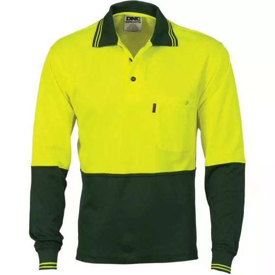 Cotton Back HiVis Two Tone Fluoro Polo - Long Sleeve 3816DNCTone Fluoro Polo - Long Sleeve 3816