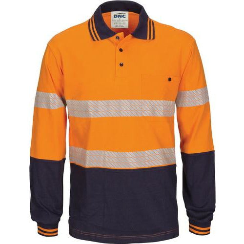 Hi Vis Segmented Tape Cotton Jersey Polo - Long Sleeve 3516DNCVis Segmented Tape Cotton Jersey Polo - Long Sleeve 3516