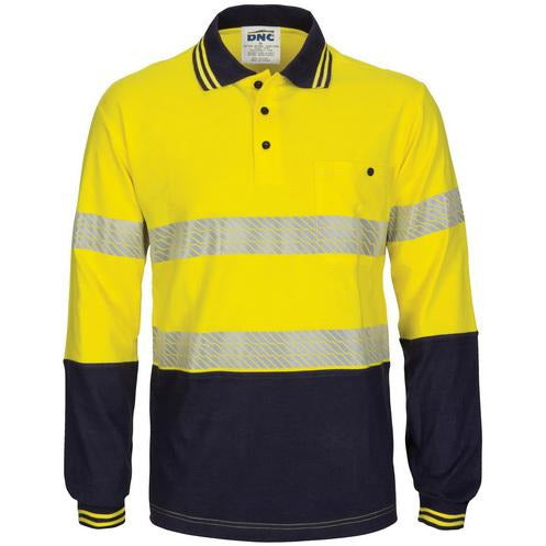 Hi Vis Segmented Tape Cotton Jersey Polo - Long Sleeve 3516DNCVis Segmented Tape Cotton Jersey Polo - Long Sleeve 3516