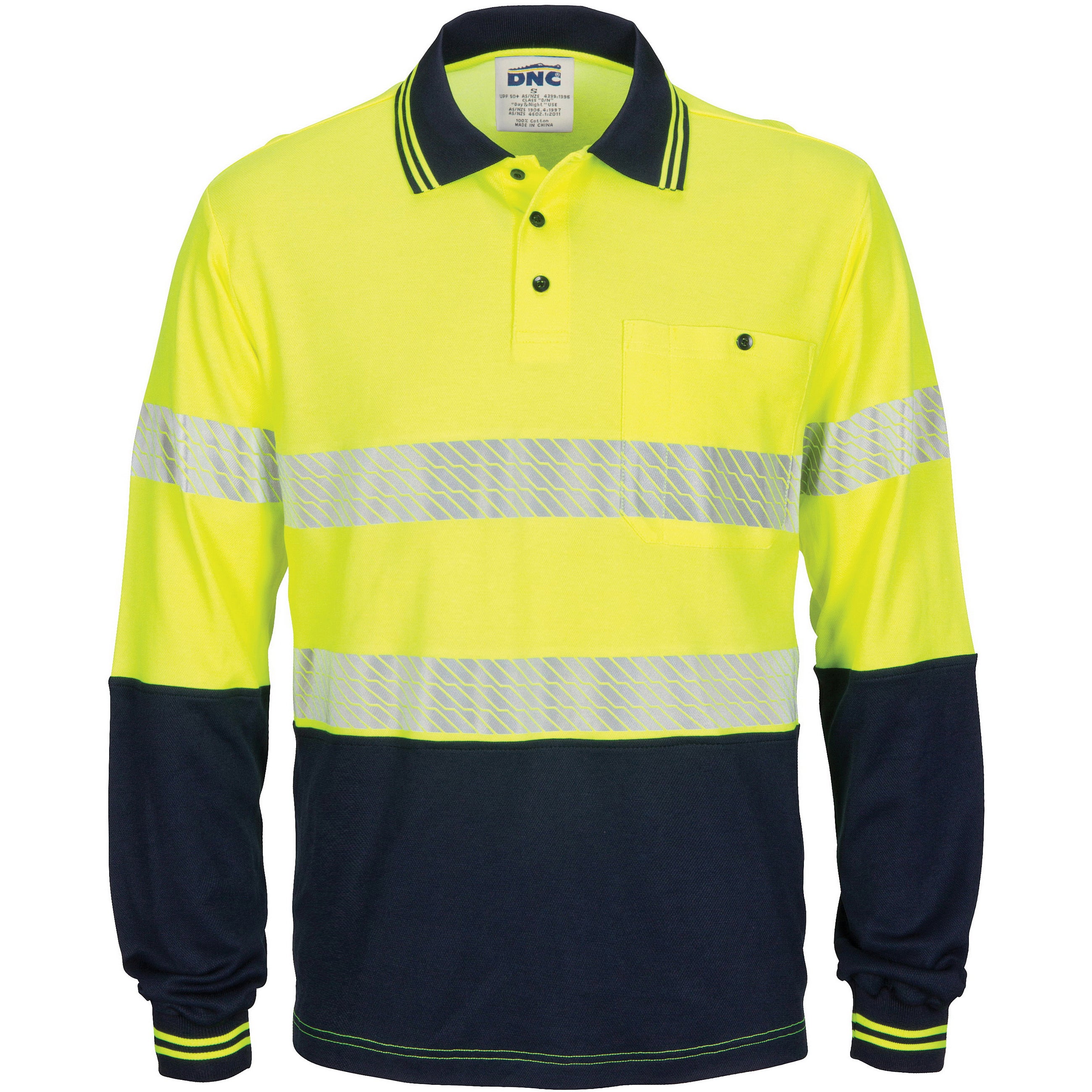 HiVis Segmented Tape Cotton Backed Polo - Long Sleeve 3518DNCHiVis Segmented Tape Cotton Backed Polo - Long Sleeve 3518