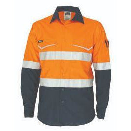 Two-Tone RipStop Cotton Shirt with Reflective CSR Tape. Long Sleeve - DNC-Tone RipStop Cotton Shirt