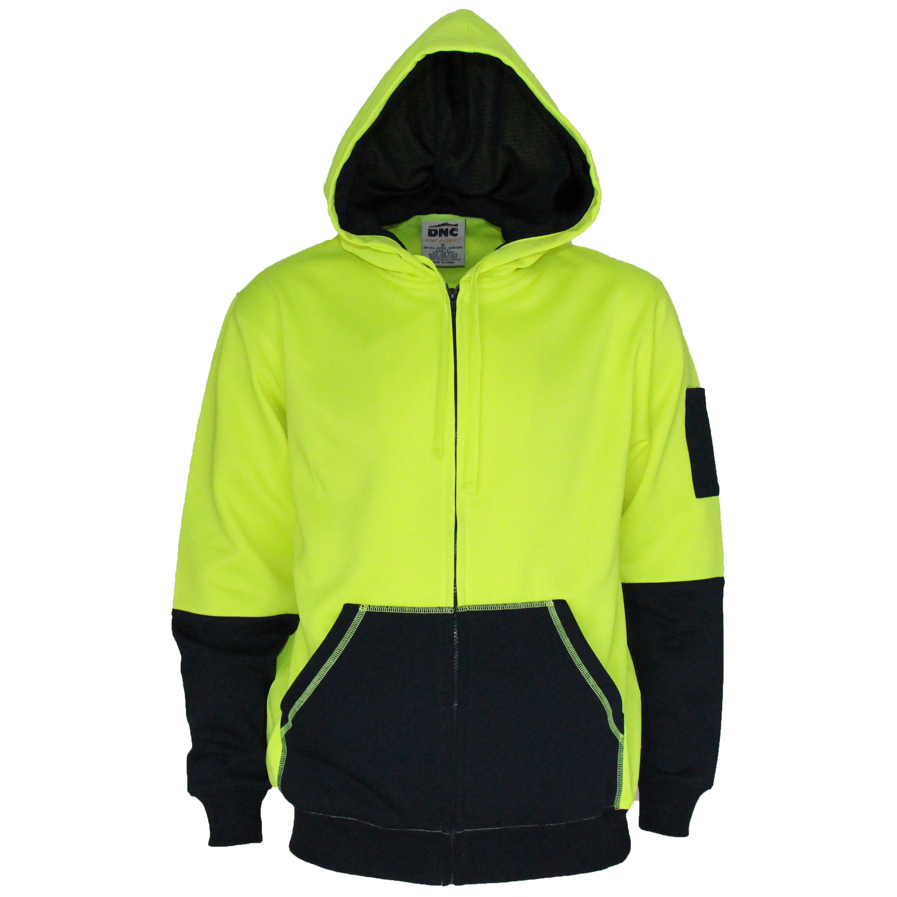 Dnc Workwear Hi-vis 2-tone Full Zip Super Fleecy Hoodie With Csr Reflective Tape - 3788 main image 1