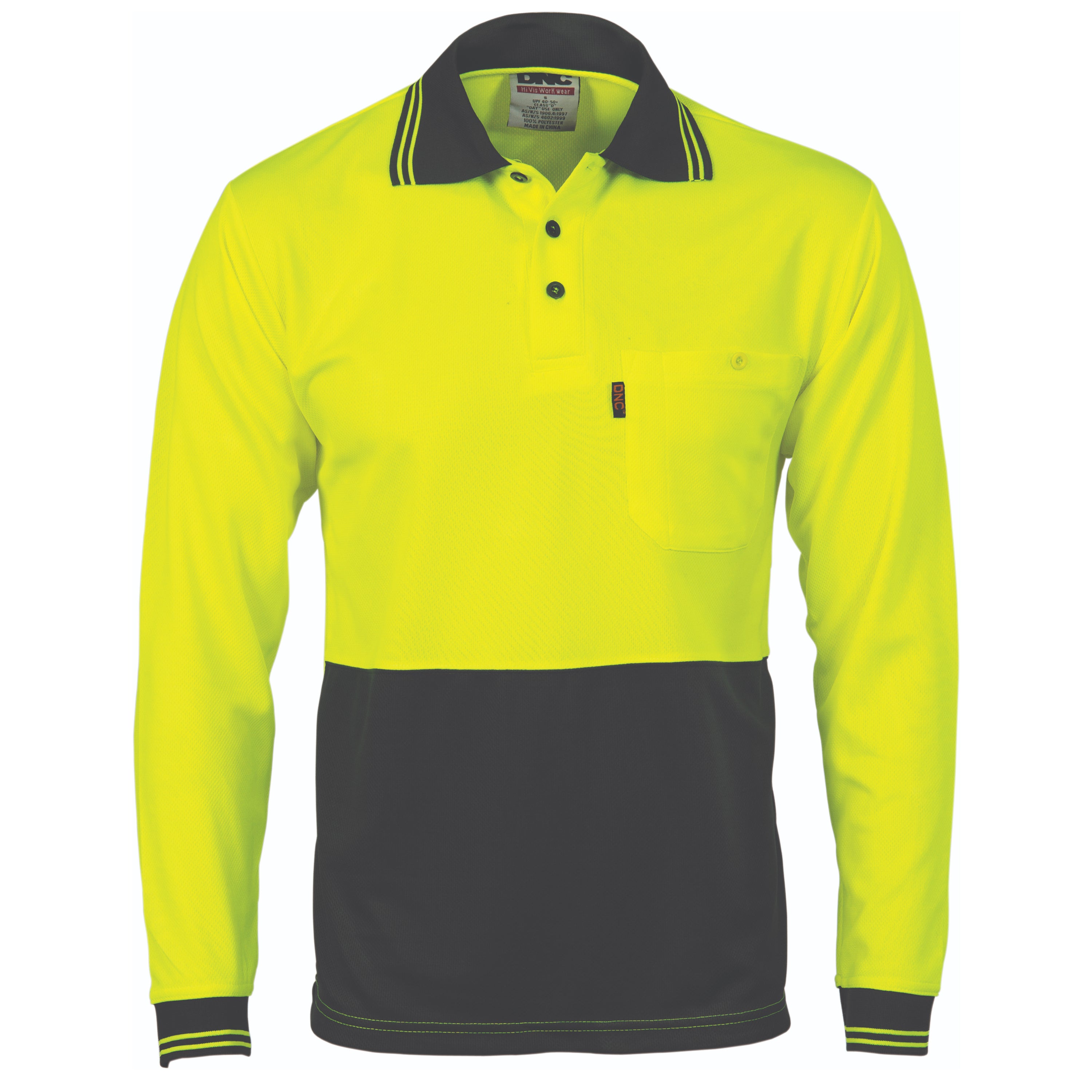 HiVis Two Tone Cool Breathe Polo Shirt Long Sleeve - 3813DNCTone Cool Breathe Polo Shirt Long Sleeve - 3813
