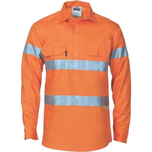 HiVis Close Front Cotton Drill Shirt with 3M R/Tape 3848DNCHiVis Close Front Cotton Drill Shirt