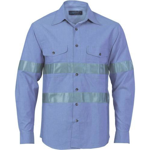Cotton Chambray Shirt with Reflective Tape - Long Sleeve 3889DNCReflective Tape - Long Sleeve 3889