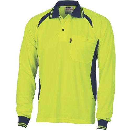 Cool-Breeze Contrast Mesh Polo - Long Sleeve - 3902DNCCool-Breeze Contrast Mesh Polo - Long Sleeve - 3902