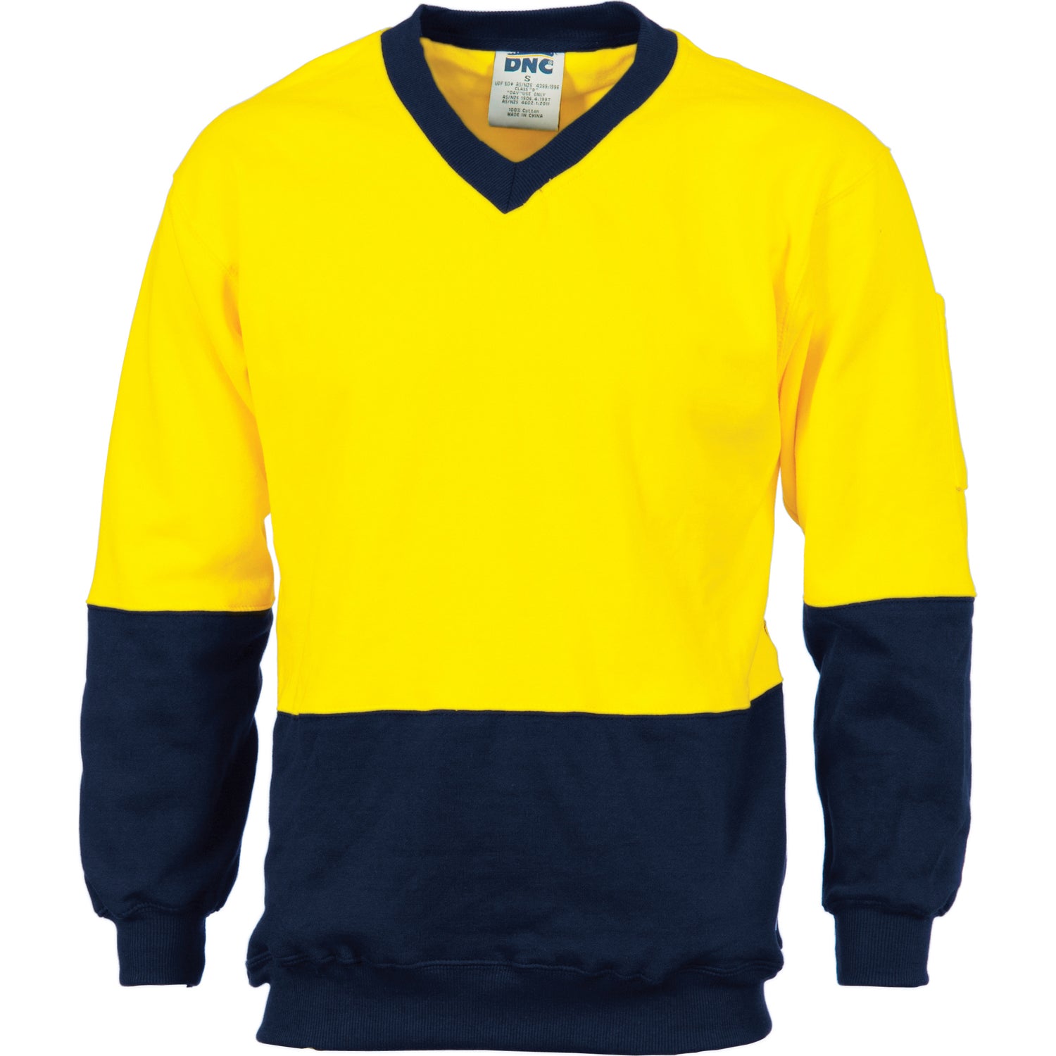 HiVis Two Tone Cotton Fleecy Sweat Shirt V-Neck 3922DNCTone Cotton Fleecy Sweat Shirt