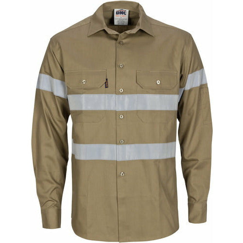 HiVis Cool-Breeze Cotton Shirt with Generic R/Tape - Long sleeve 3967DNCHiVis Cool-Breeze Cotton Shirt