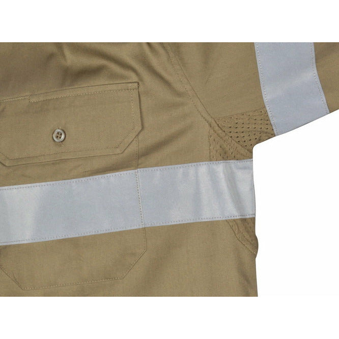HiVis Cool-Breeze Cotton Shirt with Generic R/Tape - Long sleeve 3967DNCHiVis Cool-Breeze Cotton Shirt