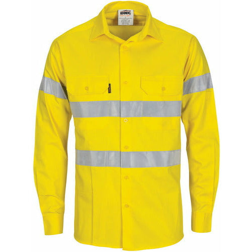 HiVis Cool-Breeze Cotton Shirt with Generic R/Tape - Long sleeve 3967DNCHiVis Cool-Breeze Cotton Shirt