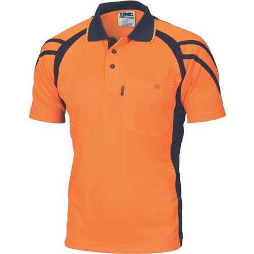 Cool Breathe Stripe Panel Polo Shirt - Short Sleeve - 3979DNCCool Breathe Stripe Panel Polo Shirt - Short Sleeve - 3979