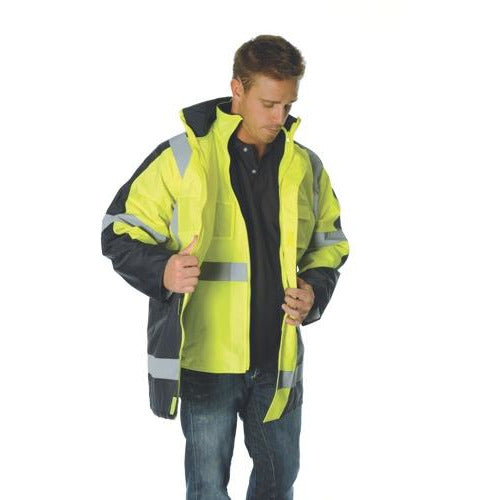 HiVis 2 Tone Cross Back D/N “2 in 1” Contrast Rain Jacket 3993DNC1” Contrast Rain Jacket 3993