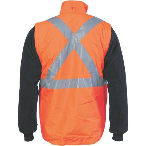 HiVis Breathable Rain Jacket "6 in 1" Biomotion tape with Vest 3572DNCHiVis Breathable Rain Jacket "6