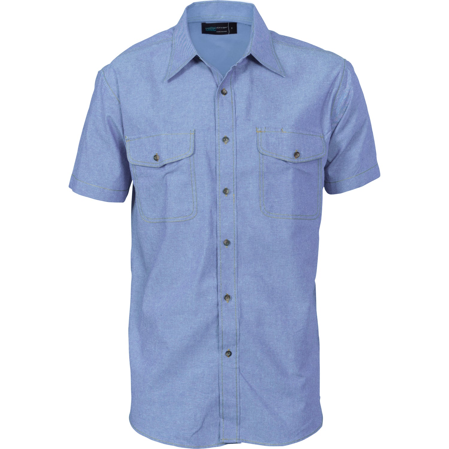 Mens Twin Flap Pocket Cotton Chambray - Short Sleeve 4103DNCMens Twin Flap Pocket Cotton Chambray - Short Sleeve 4103