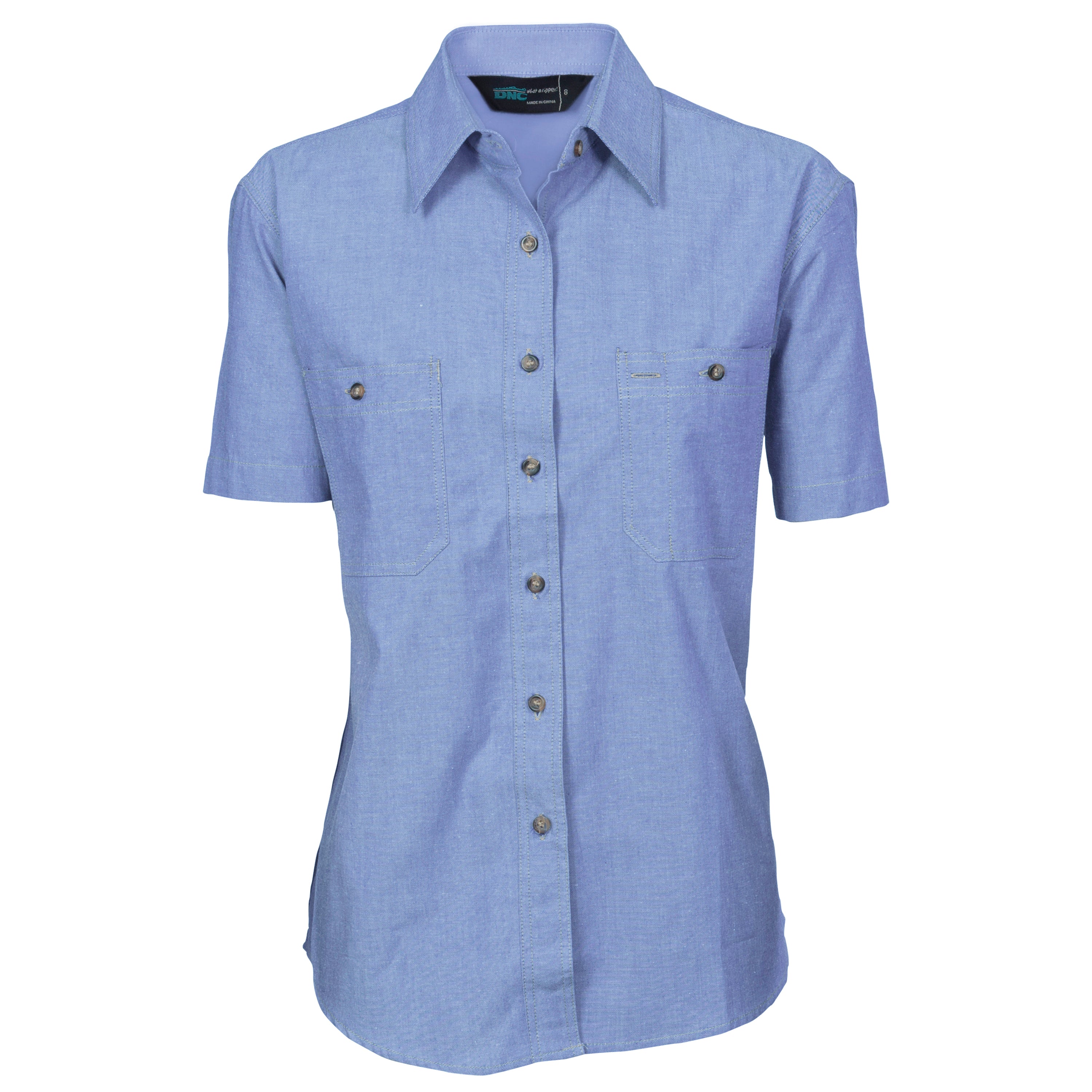 Ladies Cotton Chambray Shirt - Short Sleeve - 4105DNCLadies Cotton Chambray Shirt - Short Sleeve - 4105