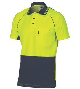 HiVis Cotton Backed Cool-Breeze Contrast Polo - Short Sleeve - 3719