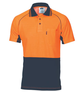 HiVis Cotton Backed Cool-Breeze Contrast Polo - Short Sleeve - 3719