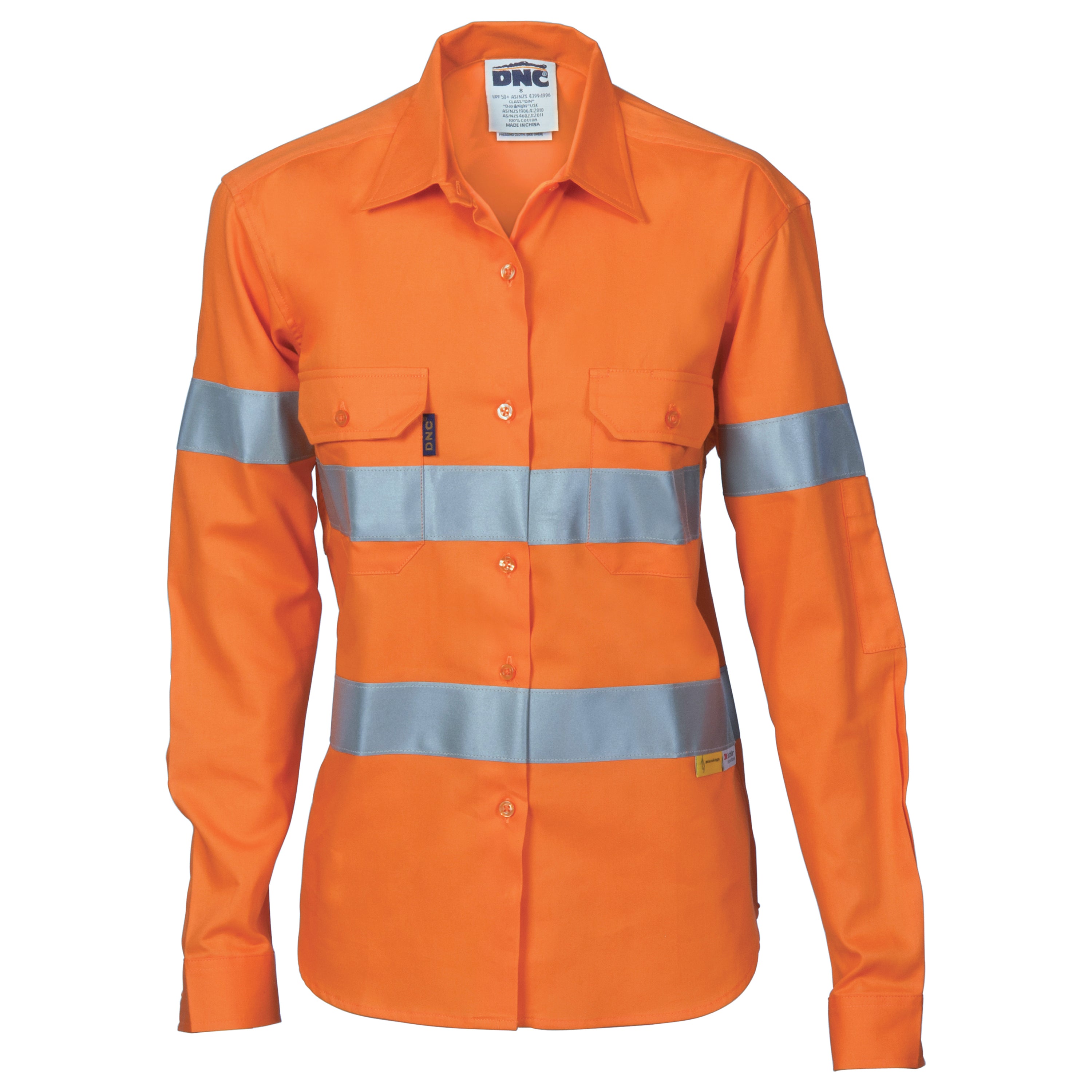 Ladies HiVis Cool-Breeze Cotton Shirt with CSR R/Tape - Long sleeve - 3785