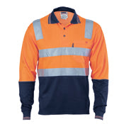 Cotton Back HiVis Two Tone Polo Shirt with CSR R/ Tape - L/S - 3818