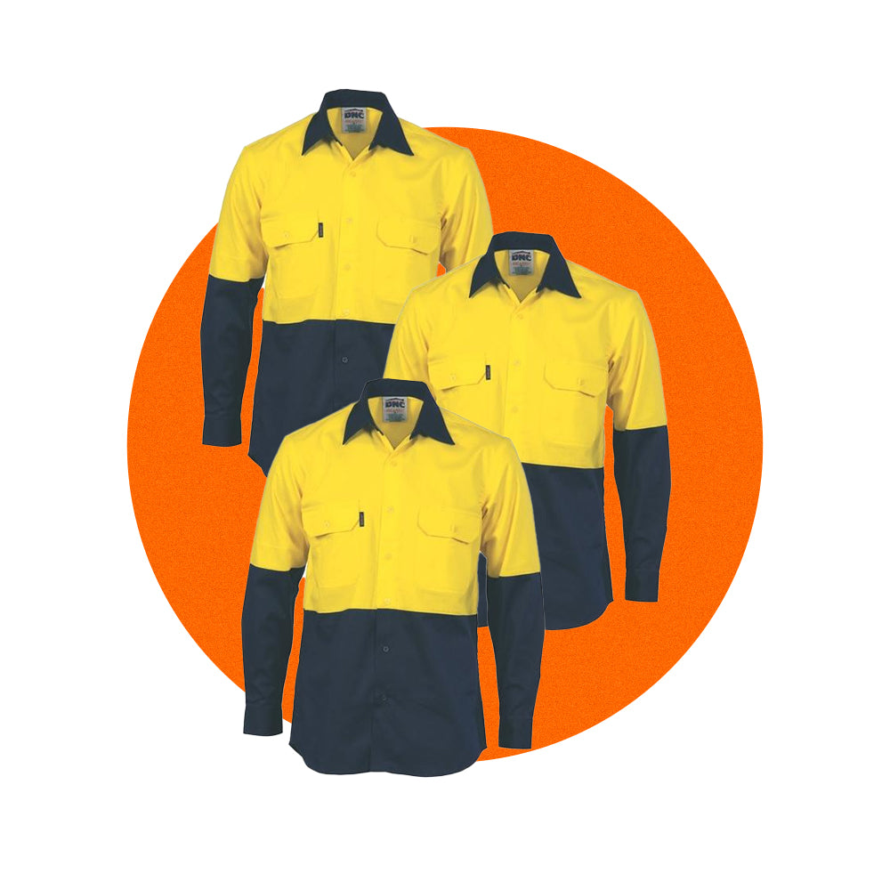 Tradie HiVis Two Tone Cotton Drill Shirt Value Pack 3832