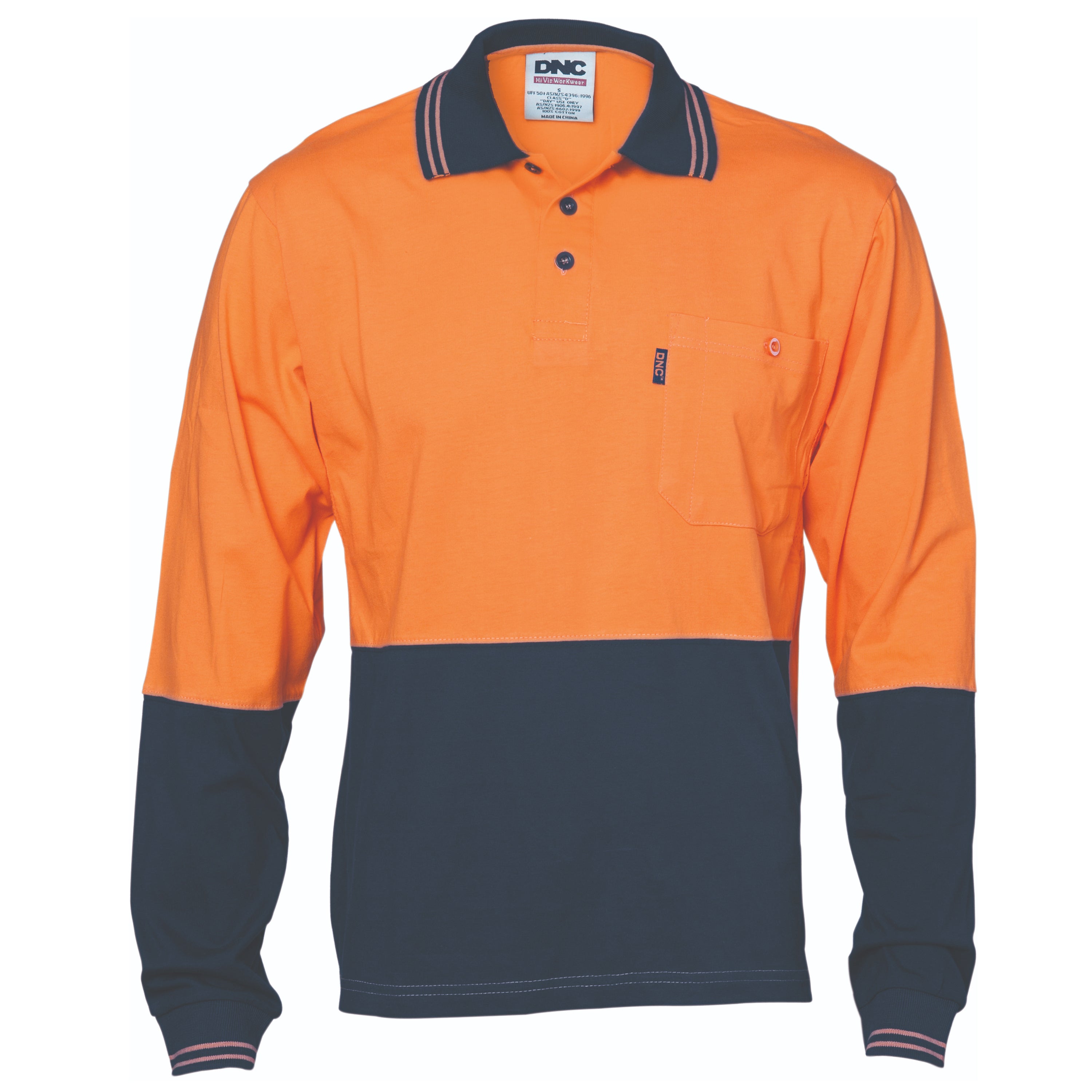 HiVis Cool-Breeze Cotton Jersey Polo Shirt with Under Arm Cotton Mesh - L/S - 3846