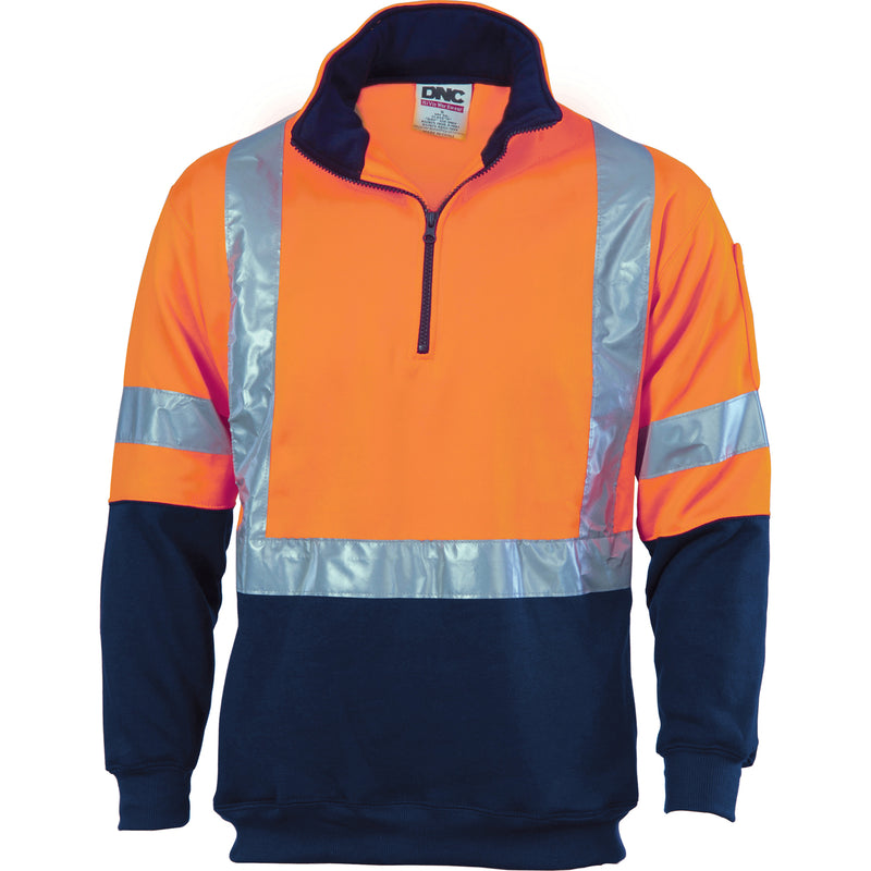 HiVis 1/2 Zip Fleecy with ‘X’ Back & additional Tape on Tail 3930