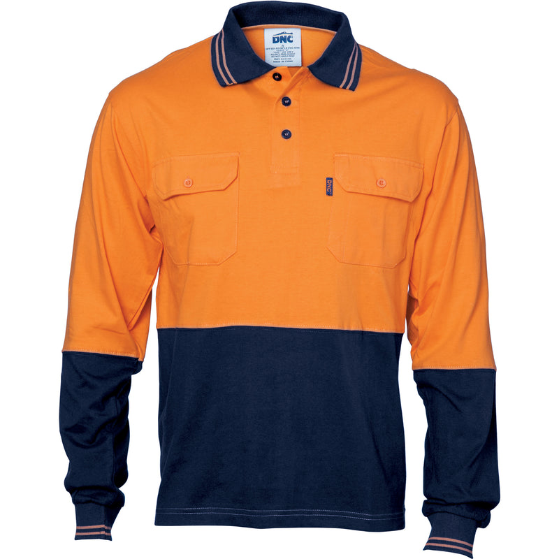HiVis Cool-Breeze 2 Tone Cotton Jersey Polo Shirt with Twin Chest PockDNC3944