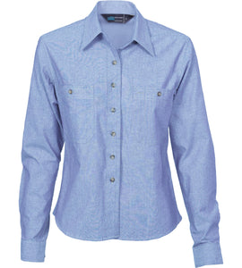 Ladies Cotton Chambray Shirt - Long Sleeve 4106