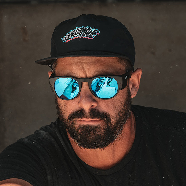SafeStyle CRMBBP100 Cruisers Matte Black Frame Mirror Blue Polarised Safety Glasses