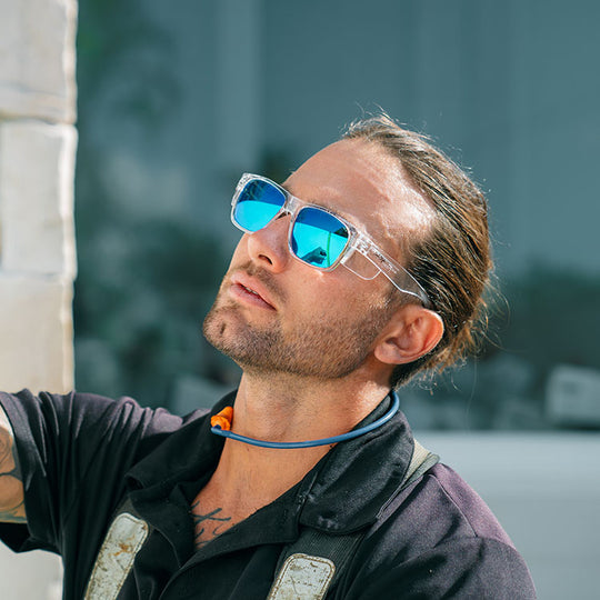 Safe Style FCBP100 Fusions Clear Frame/Mirror Blue Polarised UV400 Safety Glasses
