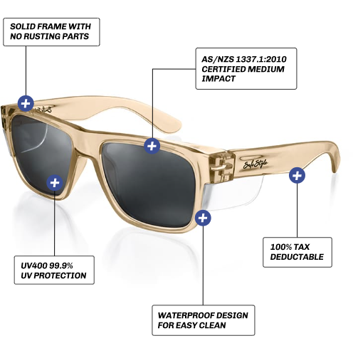 Safe Style FCHP100 Fusion Champagne Frame Polarised Safety Glasses