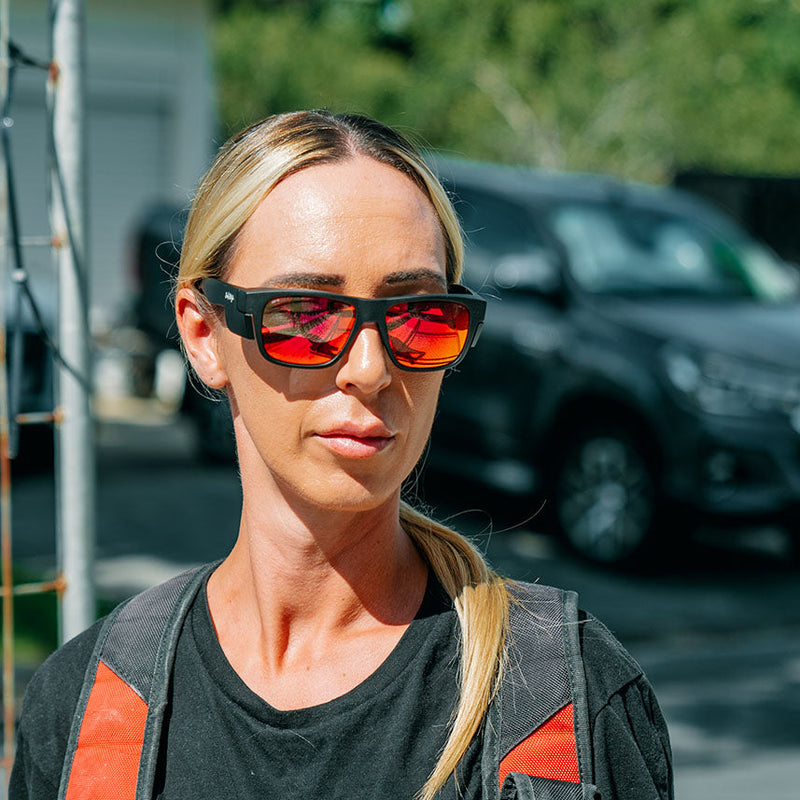 Safe Style FMBRP100 Fusions Matte Black Frame/Mirror Red Polarised UV400 Safety Glasses